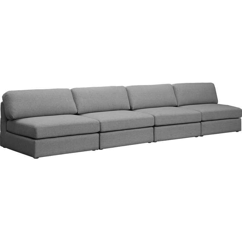 Hurman 152" Armless Modular Sofa, Grey Linen Textured Fabric