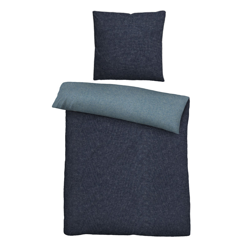 100% Cotton 170 TC Resersible Modern & Contemporary 2 Piece Duvet Cover Set, Single - 1 Pillowcase (80 x 80 cm), Blue