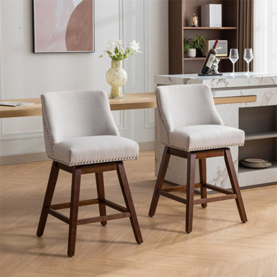 Ensemble de 2 tabourets de bar pivotants à hauteur de comptoir, siège de 26 po de hauteur et tabourets de bar rembourrés