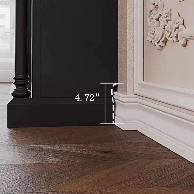 Black Solid Wood Freestanding Fireplace