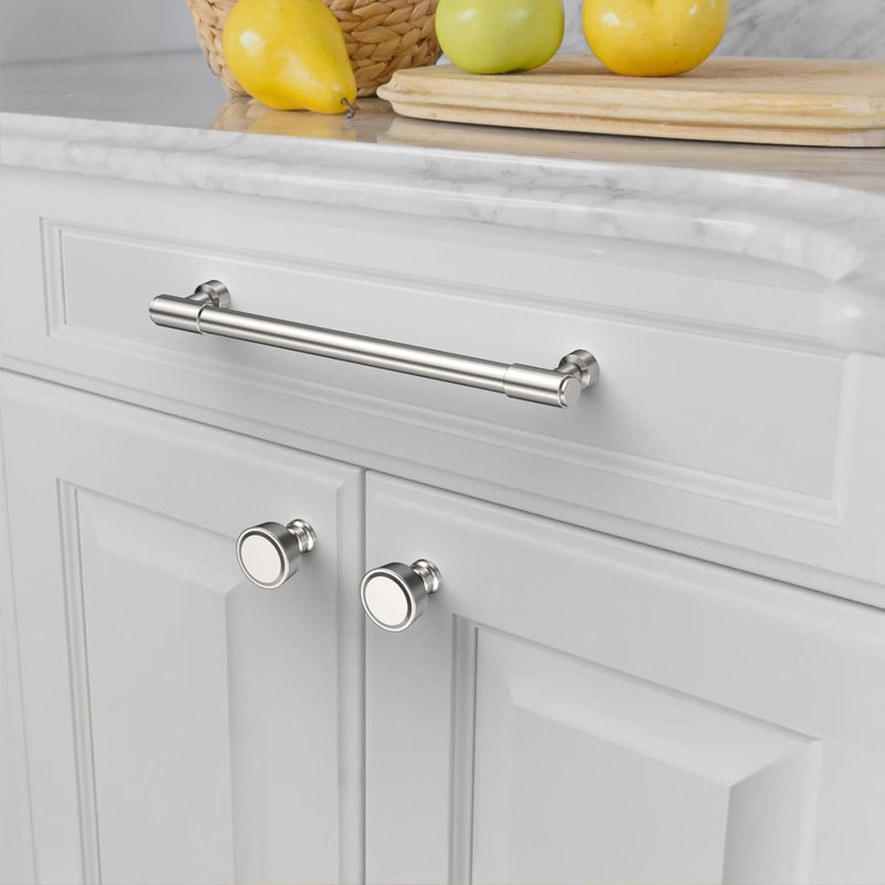 Paquet de 10 poignées d'armoire à trou central de 5 po pour armoires de salle de bain et quincaillerie durable, Argent argent