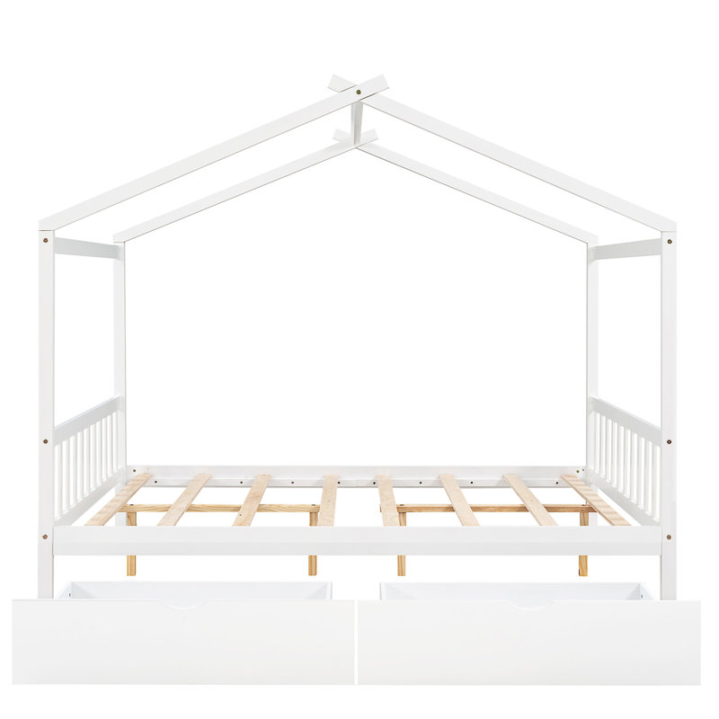 House Platform Bed with Two Drawers,Headboard and Footboard,Daybed with Drawers