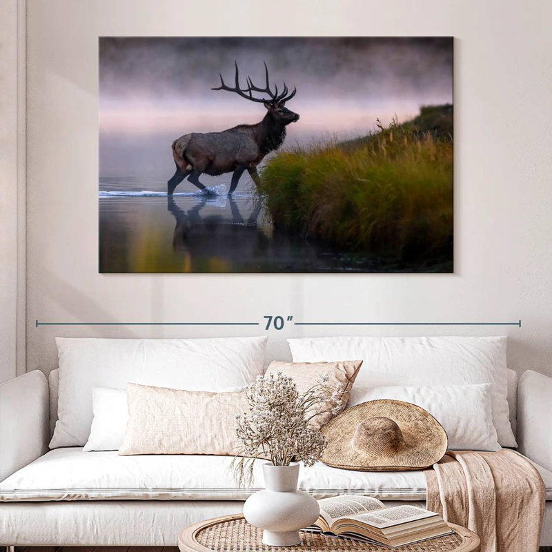 Brampt Elk Bull In Water, 34" H x 51" W