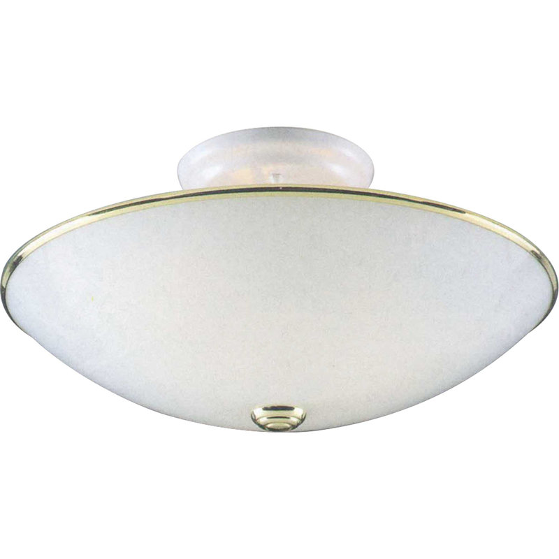  Plafonnier semi-encastré 3 lumières en laiton poli l 14,5 po avec verre blanc