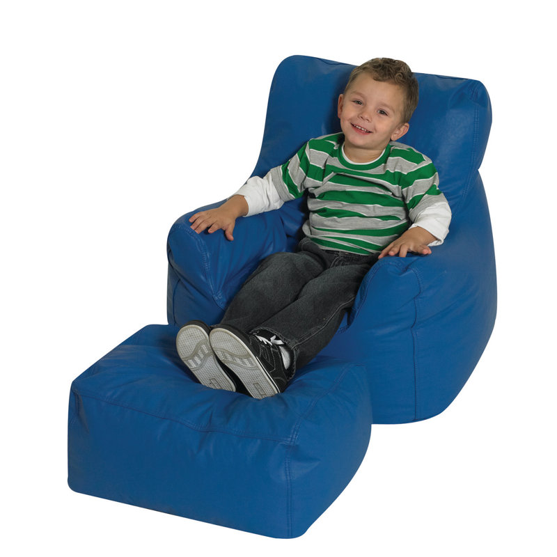 Blue Children's Cozy Chair and Ottoman Set
