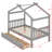 Wooden House Bed with Drawers-479318141