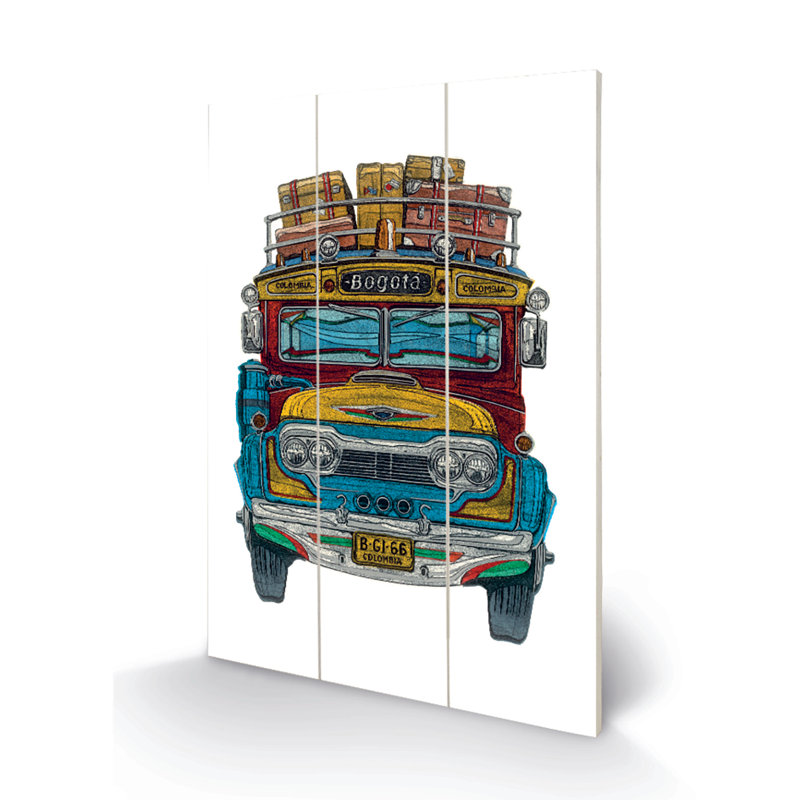 Columbian Bus by Barry Goodman - No Frame Print on Wood