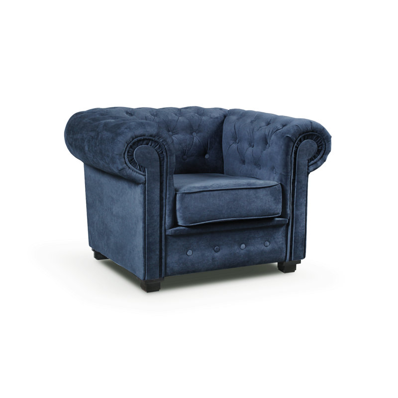 Allegra Upholstered Chesterfield Chair, Navy Blue
