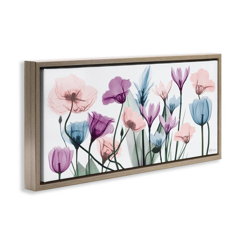 Tulipes modernes translucides pastel, Cadre flottant orme Montalcino, H 14 po x l 31 po