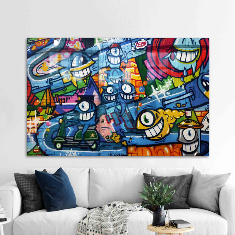 Bête abstraite colorée imprimée sur verre pour un art mural saisissant avec une esthétique vibrante et moderne