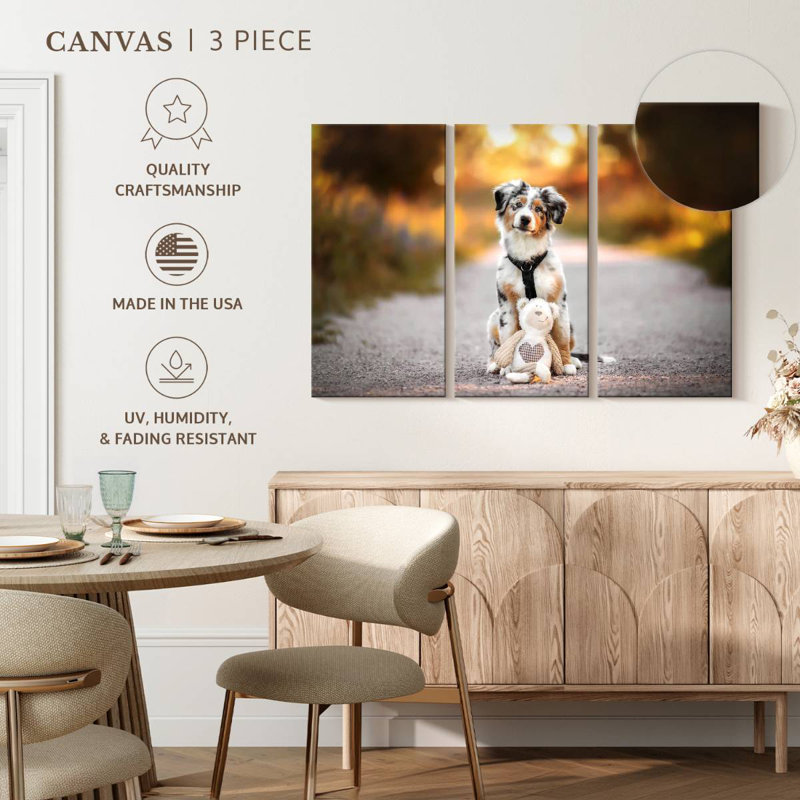 Dog With Teddy Bear, 20" H x 33" W