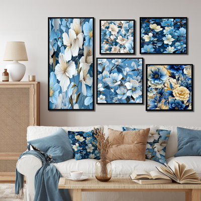 Liesse - Ensemble de 5 reproductions d'art sur toile florales