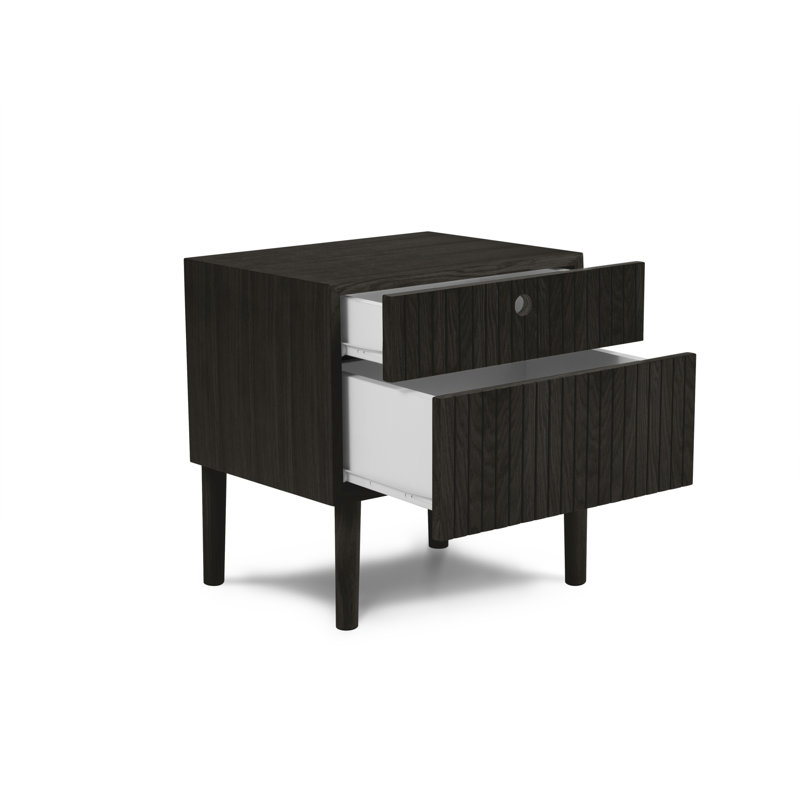 Ironesha 45cm W Bedside Table, Black Oak