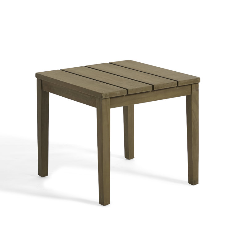Outdoor 20.6" W Modern Solid Wood Teak Side Table, Brown