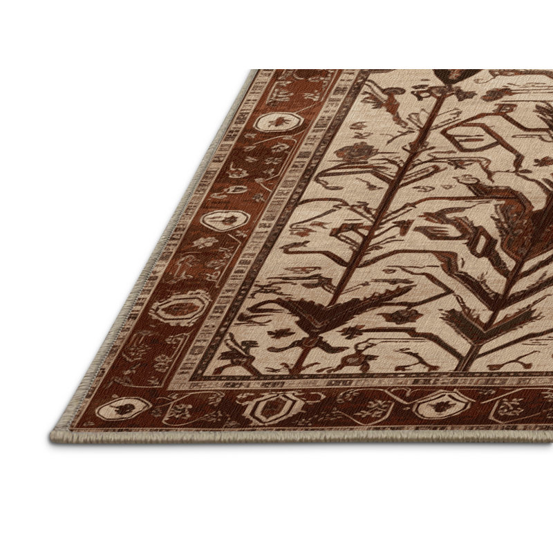 Machine Washable Persian Brown Area Rug, Round 6'