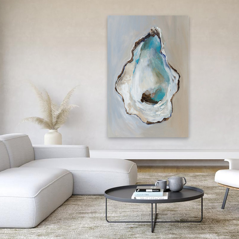 Nautical Whispers I Abstract Blue Coastal Shells & Coral, peinture d'art contemporain, H 60 po x l 40 po