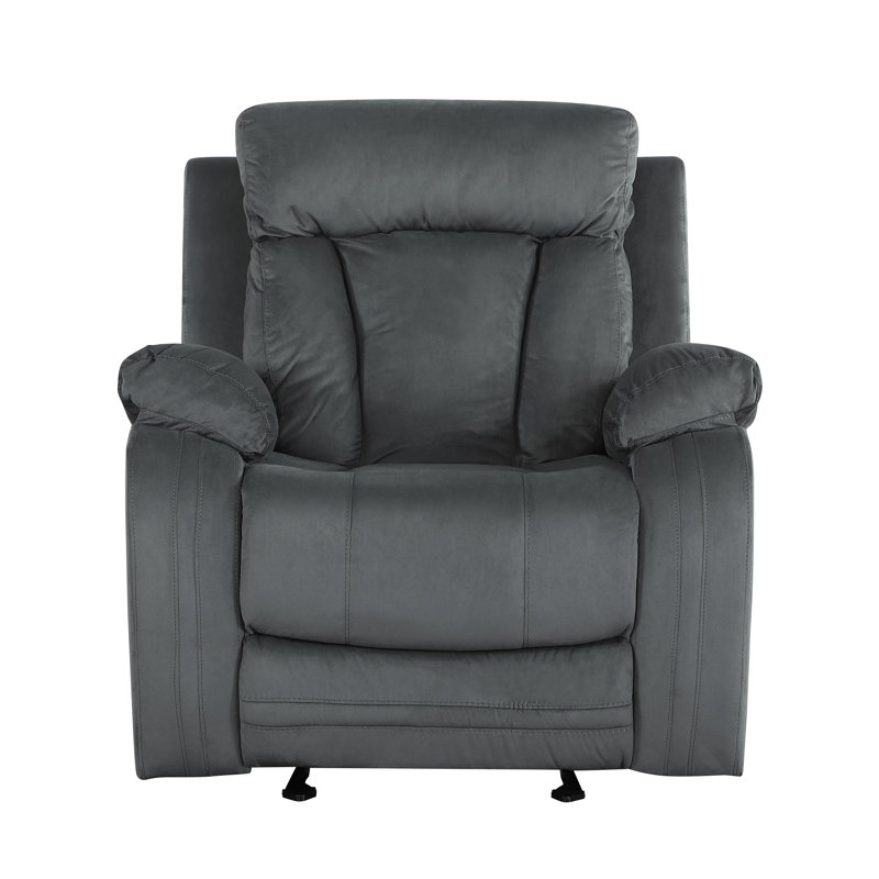 Ullery Upholstered Recliner, Gray Microfiber/Microsuede