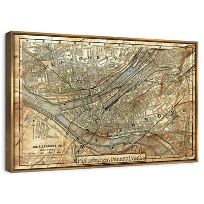 Carte rétro de la ville de Pittsburgh