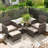 5 Pieces Outdoor Wicker Patio Conversation Set With Cushions And Ottoman-855094274