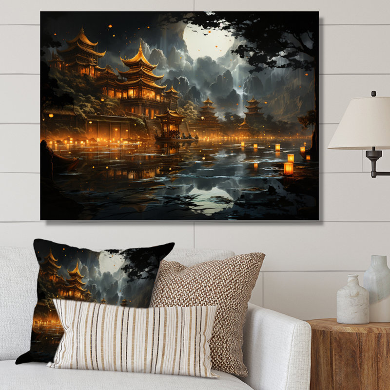 «China Art Golden Temple I», reproduction, Toile tendue, H 30 po x l 40 po x P 1,5 po