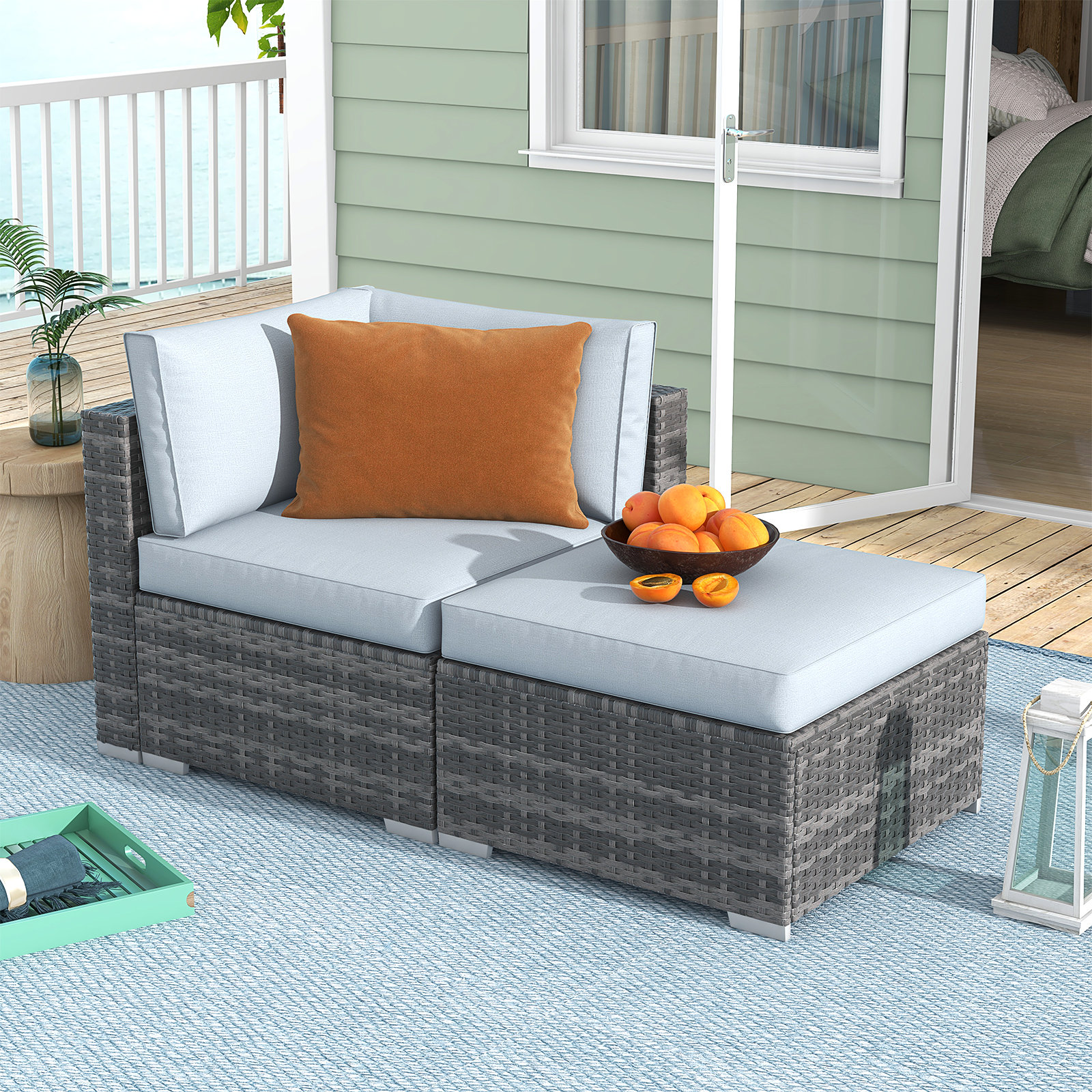 Latitude Run® Patio Chair with Cushions and Ottoman Reviews Wayfair