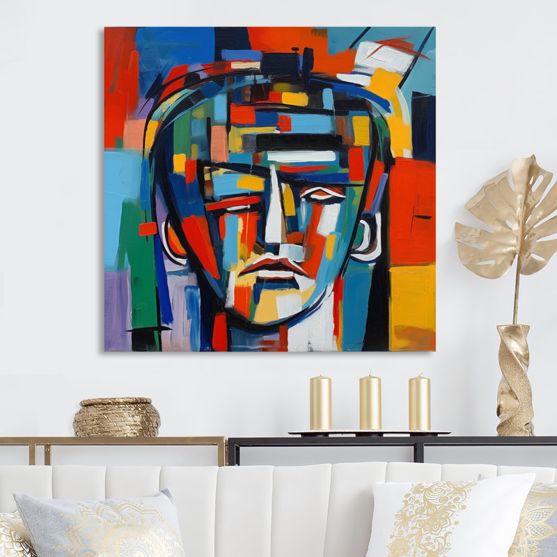 Dyrk Dyrk Portrait de visage abstrait I, H 16 po x l 16 po x P 1 po