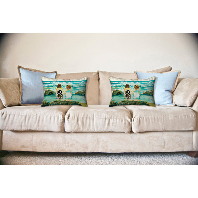 Twins On Rocks Outdoor Throw Pillow, Large