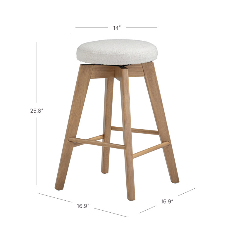 Amalia Swivel 26" Counter Stool, Natural/White Boucle, 4