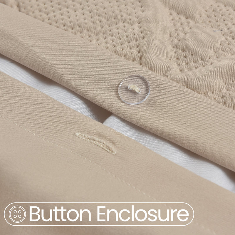 3D Embossed Chunky Quilted Knit Pattern Duvet Set, Double Duvet Cover + 2 Pillowcases, Beige