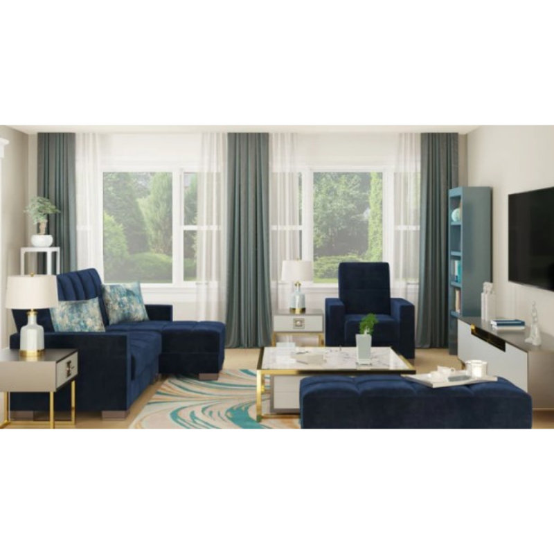 Chaise longue convertible avec rangement Primenest Nimbusflow, Bleu