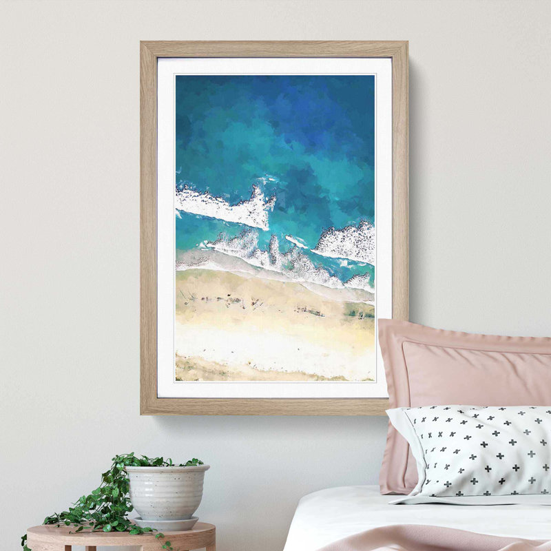 Blacks Beach in San Diego in Abstract - Picture Frame Graphic Art Print, 65cm H x 48cm W x 2cm D, Oak Framed