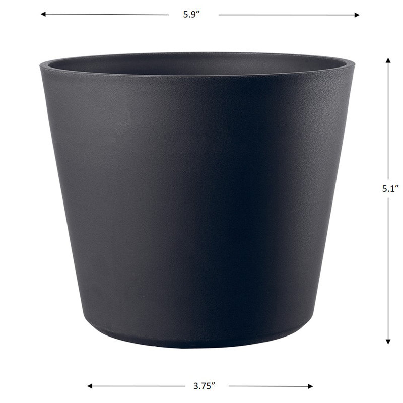 Deroma Origin 6" Round Planter | Set Of 3 | Light, Shock Resistant & Durable Plastic | Indoor/outdoor Pot For Patio | Water Reserve & Drain Plug | Trendy Planter For Plants, Flowers, Garden