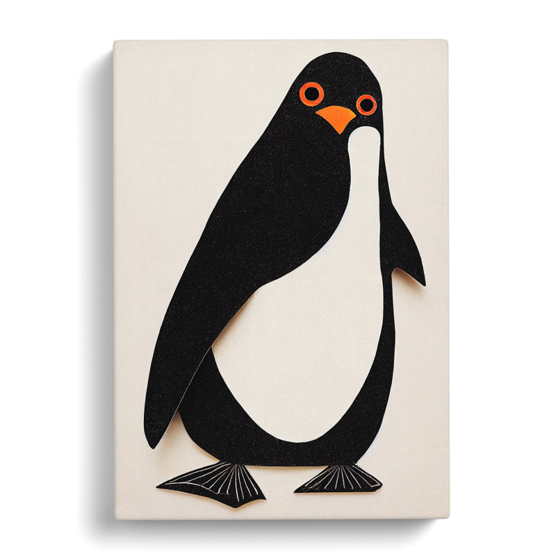 Paper Penguin No.1 - Wrapped Canvas, 50cm H x 35cm W x 3cm D