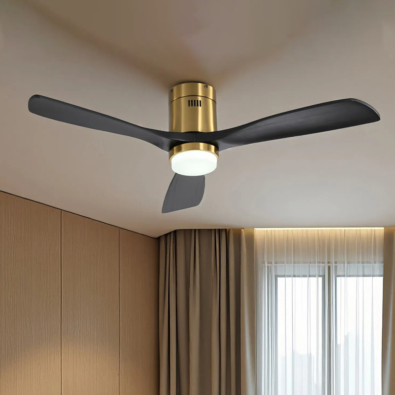 Airys 52'' Ceiling Fan with LED Light and Reversible DC Motor, Gold/Matte Black