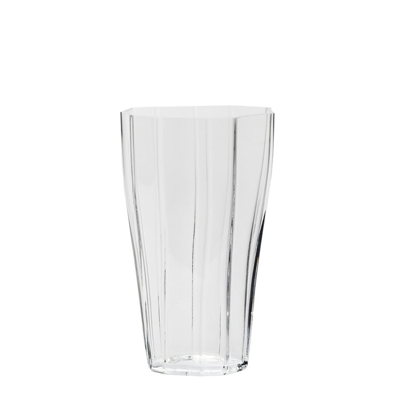 Reed Handmade Glass Table Vase, Clear, 11.8" H x 7" W x 7" D