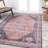 Lesandra Geometric Medallions Machine-Washable Terracotta/Navy Rug-1819636233