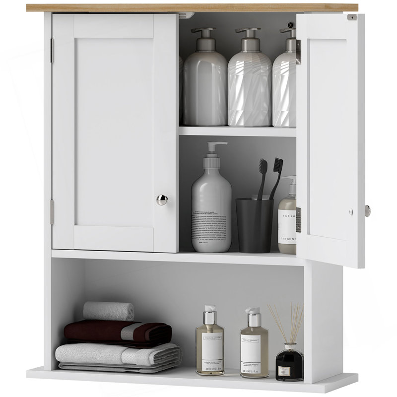 Bathroom Wall Cabinet, Modern Bathroom Cabinet Wall Mounted Medicine Cabinet With 2 Doors, Adjustable Shelf, Over The Toilet
