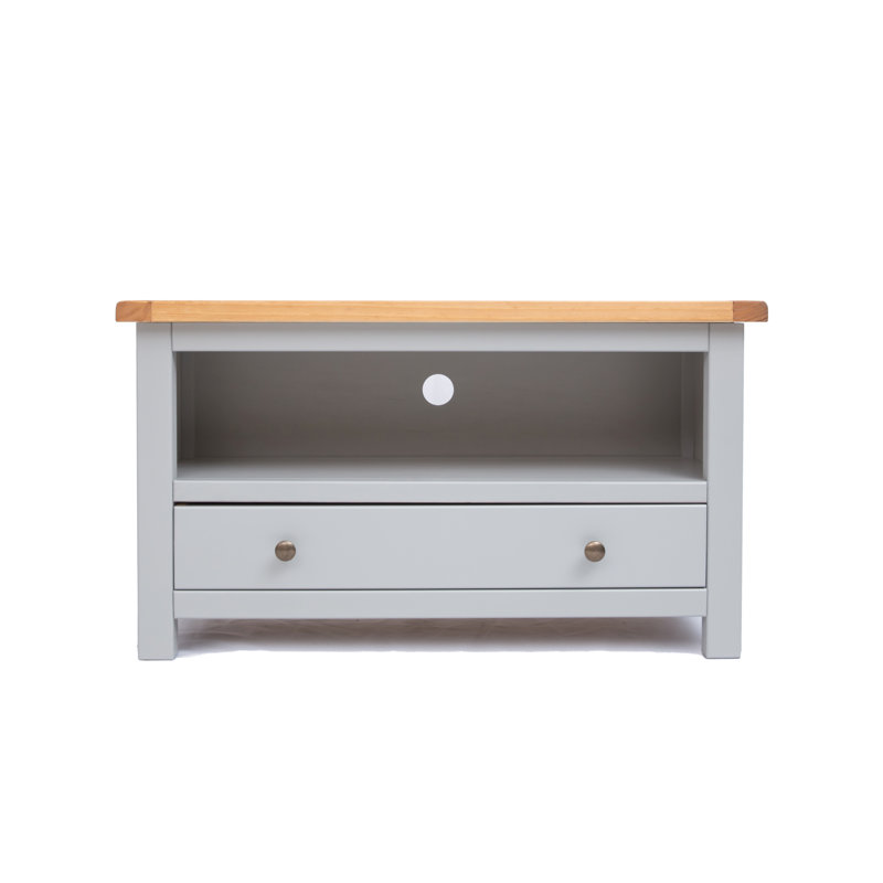 Napper TV Stand for TVs up to 48", Grey/Natural/Antique Brass