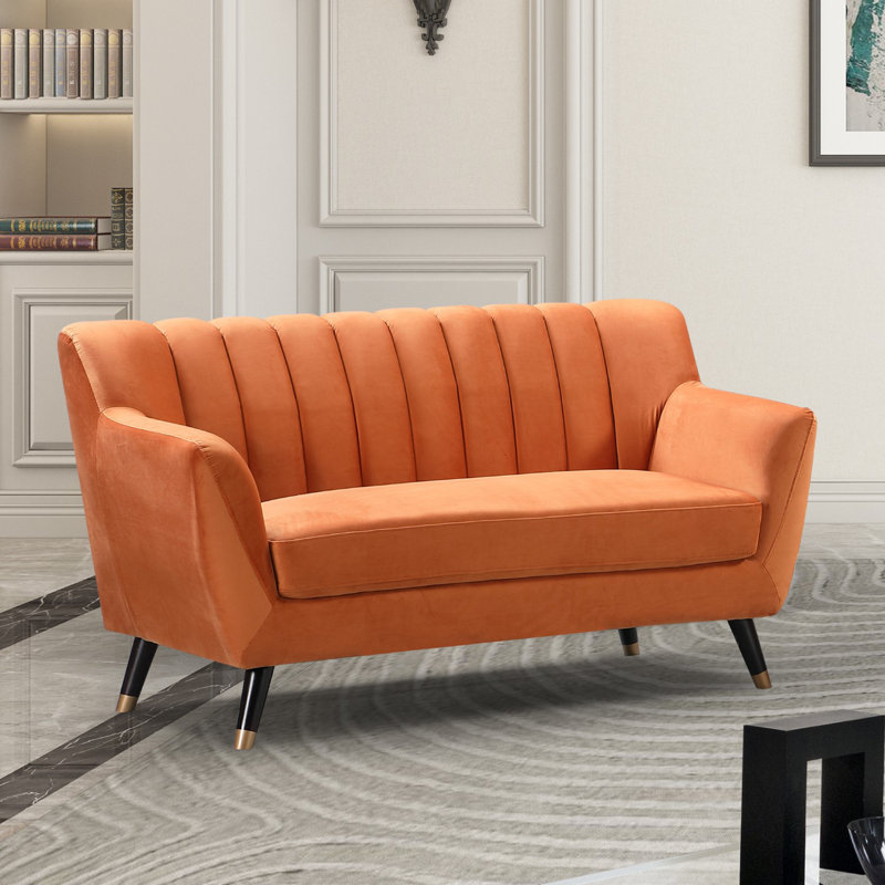Zebediah 2 Seater Velvet Sofa, Orange