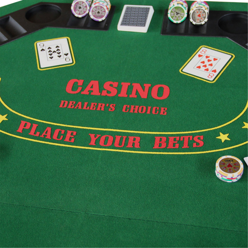 Tapis de table de poker pliable 48 po INO Design pour 8 joueurs Texas Holdem Octagon, Vert