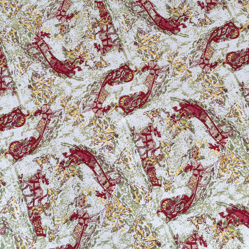 Renne Handmade Floral Tablecloth, 142" x 71", Green/Red