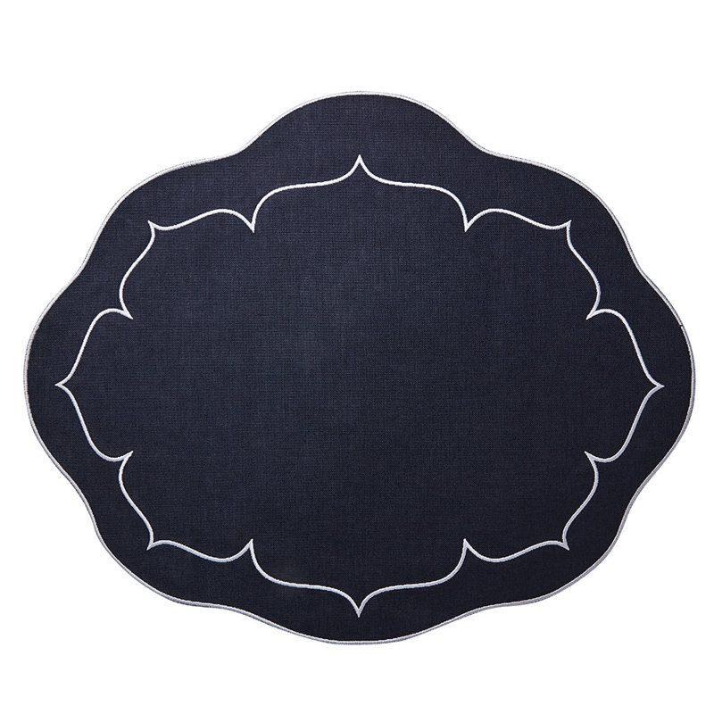 Linho Placemat: Oval Placemat - Blue, Navy