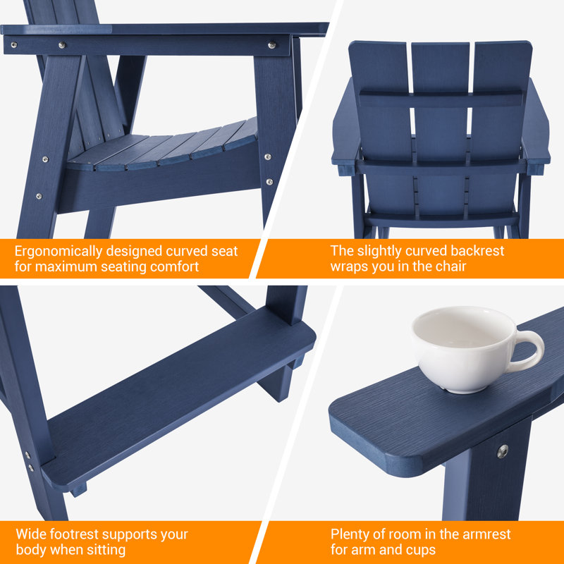 Chaise de jardin Tirie Adirondack, Bleu marine