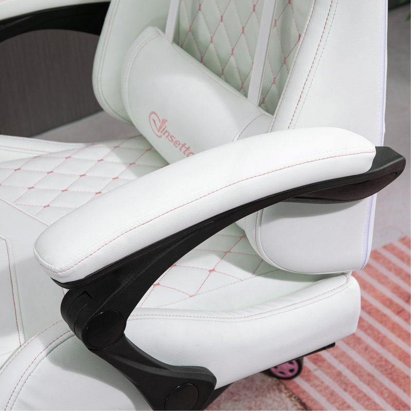 Vinsetto High Back PU Leather Gaming Chair, Racing Computer Chair With Swivel Wheels, Retractable Footrest, Headrest, Lumbar Support, And Armrest