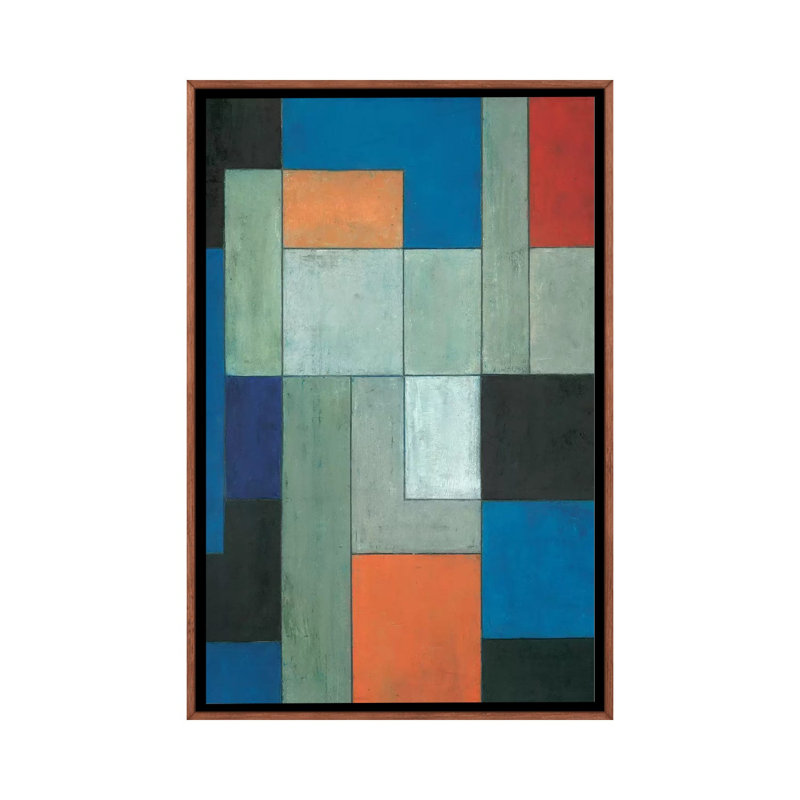 Grey Matters Blue by Stephen Cimini - Painting on Canvas, 152.5 cm H x 101.5 cm W, Classic Brown Wood Framed