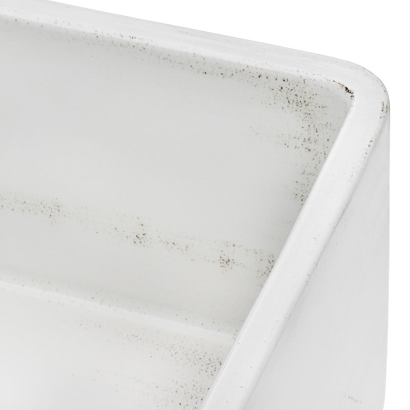 Ruvati 33 inch Fireclay Farmhouse Apron-Front Kitchen Sink Reversible, Distressed White