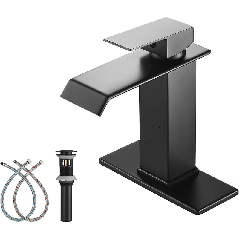 Robinet de salle de bain noir à cascade - Robinet pour salle de bain à poignée simple