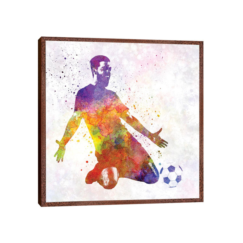 Man Soccer Football Player XIII by Paul Rommer - Floater Frame Gallery-Wrapped Canvas Giclée on Canvas, Classic Wood
