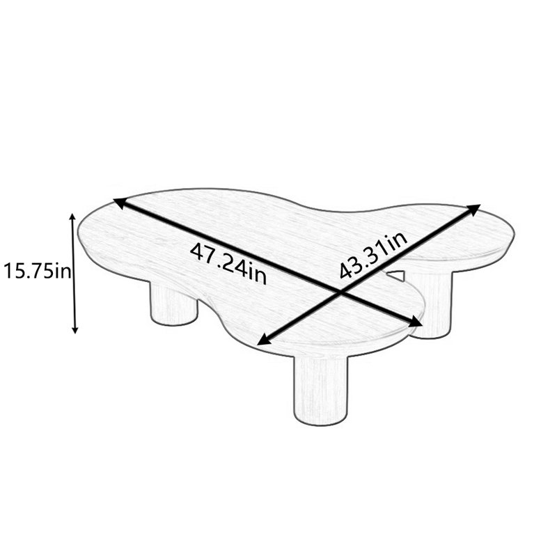 Solid wood retro multi-functional tea table, 15.75" H x 47.24" L x 43.31" W, Brown