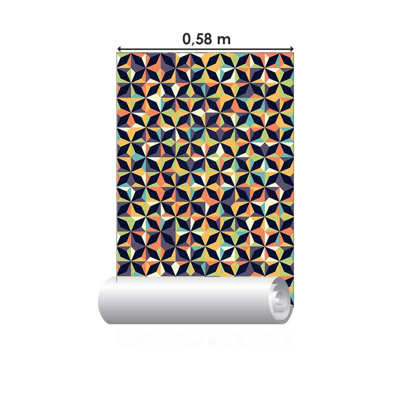 Papier peint adhésif géométrique Retrô, L 4 po x l 24 po